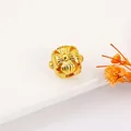 Hollowed-out gold plated round bead with radial flower pattern for DIY jewelry - 28# Sand Gold Flower Bead
