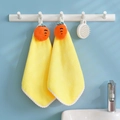 Two-pack yellow coral fleece hand towels with carrot design and hanging loops - Carrot Yellow