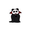 Spilla panda vampiro in smalto con mantello nero e calice per accessorio Halloween - Panda Vampiro