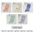 5-pack pastel cotton crew socks with vertical ribbed texture in macaron colors - 5 Pairs (Pink+Yellow+Blue+Green+Purple)