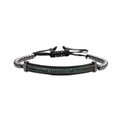 Bracelet perlé ajustable avec perles noires et tube métallique incrusté de zircons verts - Bracelet Simple Zirconium Vert Noir Fusil