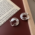 Minimalist S925 sterling silver hoop earrings with a matte frosted finish on dark background - Small(EH010)