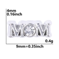 Silver MOM charm with clear crystal rhinestone for DIY charm bracelets and floating lockets - Silver Rhinestone Word-MOM