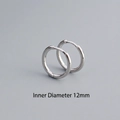 Orecchini a cerchio minimalisti in argento sterling S925 con diametro interno da 12 mm - 12mm / Oro Bianco