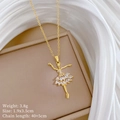 Macro-opname van gouden ballerina hanger met strass-steentjes en productafmetingen - Gouden Balletdanseres Stijl (E349)