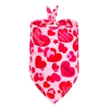 Close-up of pink Valentine's Day dog bandana with heart patterns and Happy Valentine's Day text - Red Heart