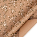 Brown kraft Christmas wrapping paper roll featuring mistletoe patterns and white snowflakes - Frozen Wild White Berry