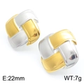 Quadratisch gewebte Edelstahl-Ohrstecker mit zweifarbigem Gold- und Silber-Metallic-Design - Bicolor Gold (KE114301-KFC)