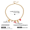 18K vergulde roestvrijstalen kralenketting met kersen-, beer- en hartbedeltjes - Multi-Hanger Bolletjesketting Stijl (JDN0304020)