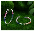 Macro di orecchini a C in argento 925 placcato oro 14k con zirconi colorati a goccia - Piccolo (45mm) / Argento