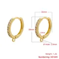 Detailed size measurement of 18mm gold plated hoop earrings with single row zircon inlay - 16mm (1 Pair) / Gold