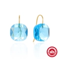 Orecchini pendenti in argento S925 dorato con cristallo sfaccettato color blu cielo - Argento 925 / Oro-Zircone Blu