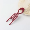 Sleek burgundy resin hair fork with U-shaped double teeth design for women's hair styling - 9cm Fishtail Double Prong (LM Red) / 9cm U-Shaped Hair Fork / Red
