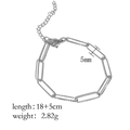 Bracciale a catena a graffetta in argento minimalista da donna con lunghezza 18+5cm - LA11-Catena goffrata fine-Acciaio