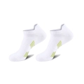 White low-cut athletic ankle socks with fluorescent green stripes and heel tab support - One Size (37-45) / White Green Heel Tab Style