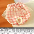 Dog physiological pants size chart for small dogs featuring lace skirt design and dimensions - Plaid Pink