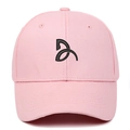 Pink cotton baseball cap with black geometric embroidery and six-panel breathable design - Adjustable / Pink