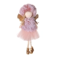 Angelo di Natale con vestito in tulle rosa, cappello di peluche e ali d'oro decorative - Angelo Con Gonna in Garza e Cappello a Fungo / Rosa
