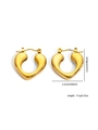 Detailed view of chunky heart-shaped gold earrings with dimensions 2.5cm by 2.3cm - Gold Solid Heart Style (#0171)