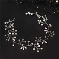 Handmade 1.5M bridal hair vine with white pearls and crystals on silver wire - 35cm / Silver
