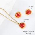 Dettaglio del set gioielli cuore in smalto rosso con dimensioni di collana e orecchini - Oro-Rosso
