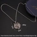 Collar con colgante de cabeza de lobo de plata antigua y cadena de acero inoxidable - Cabeza de León + Cadena de Acero 70cm