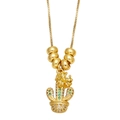 Collana dorata con ciondolo a forma di cactus minimalista e zirconi colorati - Stile A-Cactus