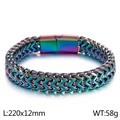 Rainbow stainless steel braided bracelet with magnetic clasp, size 220x12mm for men - Colorful (KB162454-KFC)