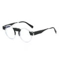 Retro round black and white frame sunglasses with UV protection in a stylish mixed finish - Transparent Black Frame