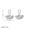 Silver ginkgo leaf dangle earrings with 34mm height and textured fan-shaped metal finish - Platinum