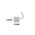 Silver L-shaped nose stud featuring a sparkling four-leaf clover zirconia design - No.3 Silver Clover (HSPJ0149)
