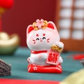 Simpatica statuina di gatto della fortuna con fiori di ciliegio e segno di pesca fortunata - A150 Gatto fascino d'amore