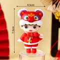 Chinese lion dance boy cake topper figure in red traditional costume and lion hat - PVC Boy in Tiger Hat