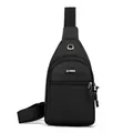 Bolso de pecho negro de tela oxford impermeable con múltiples bolsillos con cremallera - Estilo 1 (7075) / Negro