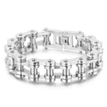 18mm silver biker chain bracelet in polished stainless steel for men with hip hop style - Steel Color (KB18912-D) / 23CM