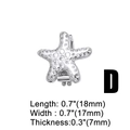 Macro detail of silver starfish charm with zircons, dimensions 18mm by 17mm, model D - Platinum Plated Copper / Zirconia / Starfish Pendant