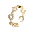 Adjustable gold plated copper ring with white cubic zirconia in a circular mesh design - Adjustable Open / Gold