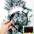 Silver glitter birthday crown headband with white feather trim for party decoration - Birthday Girl Flower Headband / Silver Crown Style