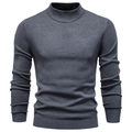 Macro view of dark grey slim fit knit sweater showing fine texture and ribbed collar - Zhongling Carbon Ash