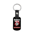 Porte-clés de football avec lanière cuir et étiquette Believe IN THE IMPOSSIBLE en noir - Style Believe Impossible (CPK106)