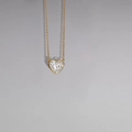 Elegant gold-plated heart-cut zircon pendant necklace with classic bezel setting - Gold Heart