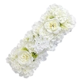 Elegant white floral row with silk roses and hydrangeas for wedding arch decoration - White
