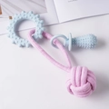 Hundespielzeug-Set mit rosa Baumwollseil-Ball und blauen TPR-Kauspielzeugen für Hunde - Molar-Spielzeug-Set mit blauem Schnuller / 25cm / Blau