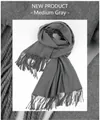 Classic medium grey cashmere scarf with fringe details for autumn and winter warmth - 265g 200x70cm / Medium Grey