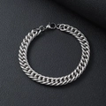 Polished silver stainless steel Cuban link bracelet for men with a lobster clasp - 21cm / Silver/5.0mm Double Woven Curb Chain