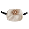 Porta fazzoletti in peluche crema per sedile auto con fiore e cinturino regolabile - Fiore a 6 Petali Cachi