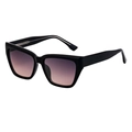 Cat-Eye-Sonnenbrille mit schwarzem Rahmen und lila-rosa Verlaufgläsern - Glänzendes Schwarz Grau Braun Verlauf