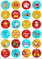 Christmas advent calendar stickers with German numbers 1-24 for gift wrapping - Red Yellow German Words