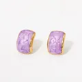 Minimalist light purple enamel C-hoop earrings with marble texture and gold plating - Purple Marble Texture Style (KDE803)