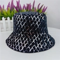 Close-up of a black bucket hat with silver sequins and quilted diamond pattern - M (56-58cm) / Silver